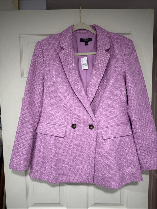 Ann Taylor Jackets & Blazers - Ann Taylor Lavender Tweed Double-Breasted Blazer